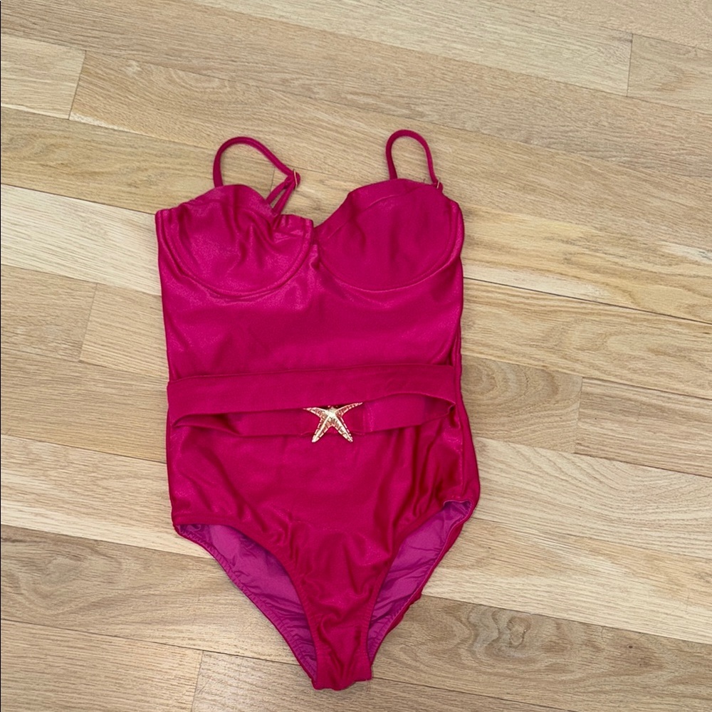 Girls' Fuchsia One-Piece Swimsuit with Star Accent